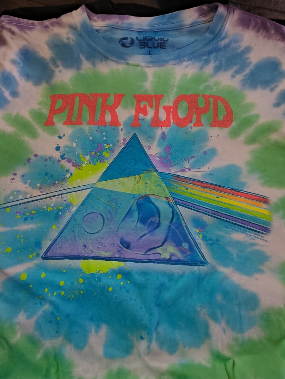 Liquid Blue Pink Floyd Tie-Dye Prism Tee - Blue, Green, Red